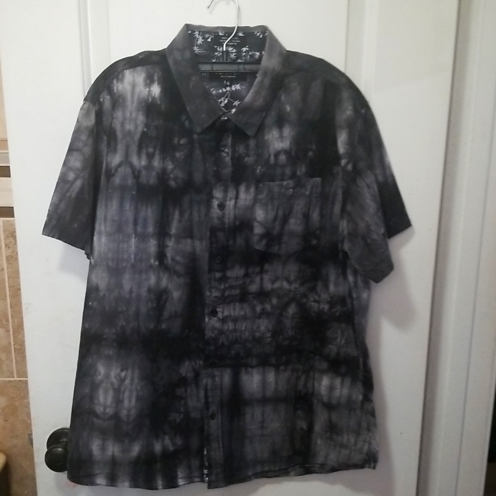 Eighty Eight Platinum Button down shirt, Size - XL, Color - Black W/white slashs